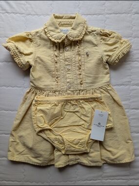 Ralph Lauren Pale Yellow Baby Dress with Bloomer